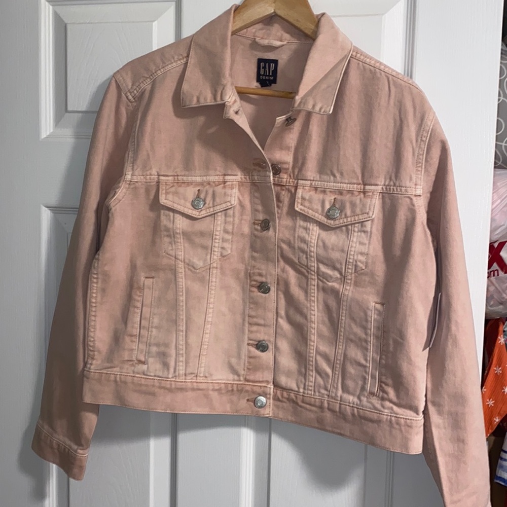Gap pink/peach denim jacket.